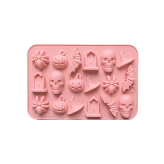 Halloween Ice Cube Mold 18 Cavity Summer Ice Tray with Skull Pumpkin Bat Spider Ghost House Witch Hat Shapes Reusable Non-Stick Baking Mold For Ice Cube Chocolate Candy Party Drinks Dessert Making