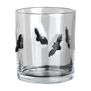 Halloween Icon Glass Cup - Pumpkin Ghost Bat Black Cat Embossed Drinking Glass, Thick Bottom Transparent Glass Tumbler Cup for Party, Kitchen, Table Decor & Gift 12 Oz Bat
