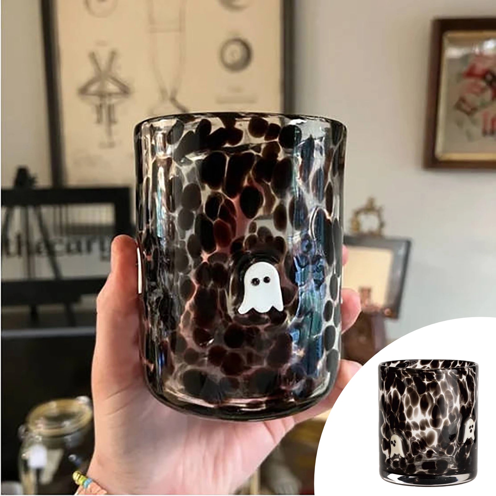 Halloween Icon Glass Cups Ghost Icon Juice Glass Old Fashioned Hand ...