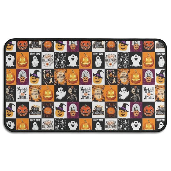 Halloween Icons Collage Pattern Door Rugs,Washable Non Slip Door Mats Indoor,Decorative Door Mats,Entry Mat Indoor for Entrance,Bedroom,Kitchen,Bathroom,30"x17"