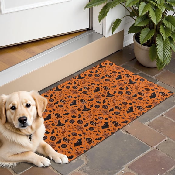 Halloween Icons Pattern Door Rugs,Washable Non Slip Door Mats Indoor,Decorative Door Mats,Entry Mat Indoor for Entrance,Bedroom,Kitchen,Bathroom,16"x24"