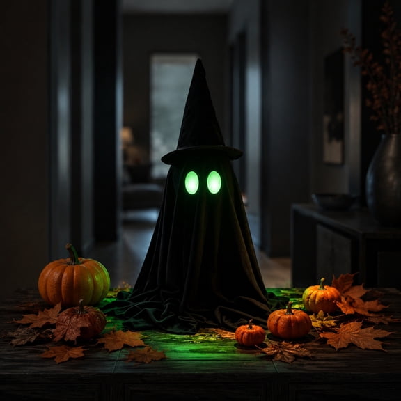 Halloween In-the-Dark Hooded Ghost Tabletop Figurine, Glow in Dark Resin Ornament for Spooky Shelf Decor