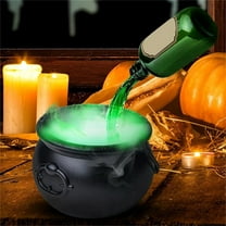 Halloween Indoor Decorations, Cauldron Halloween Decor with Magic Floating Potion Bottles and Diffuser, Black Plastic Witches Bowl Hocus Pocus Party Supllies