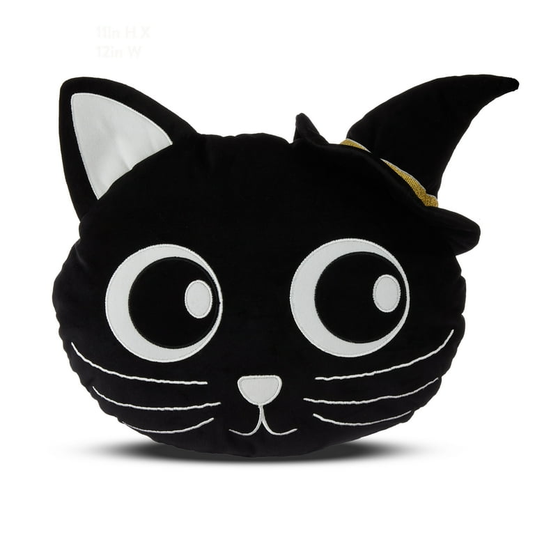 Halloween Black White Cat Decorative Pillow 12.5 in by Way To Celebrate