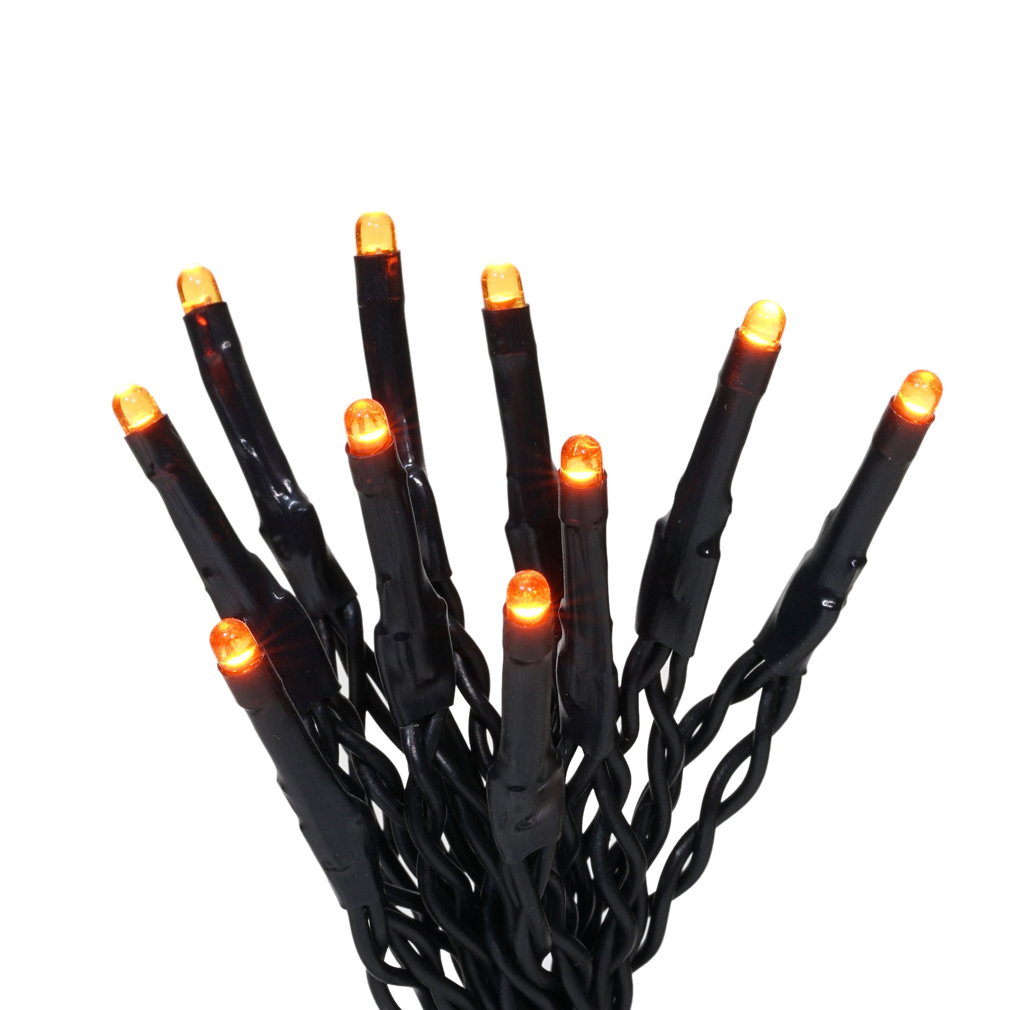 Halloween IndoorOutdoor LED 8Function Micro Lights, Orange, 100 Count