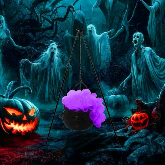 Halloween Indoor Outdoor Light-up Witch Jar Pot Set, Halloween Decoration Luminous Bubbling Witch Cauldron with LED Light for Halloween Party Decor