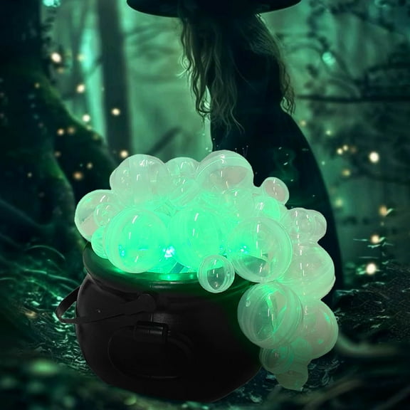 Halloween Indoor Outdoor Light-up Witch Jar Pot Set, Halloween Decoration Luminous Bubbling Witch Cauldron with LED Light for Halloween Party Decor