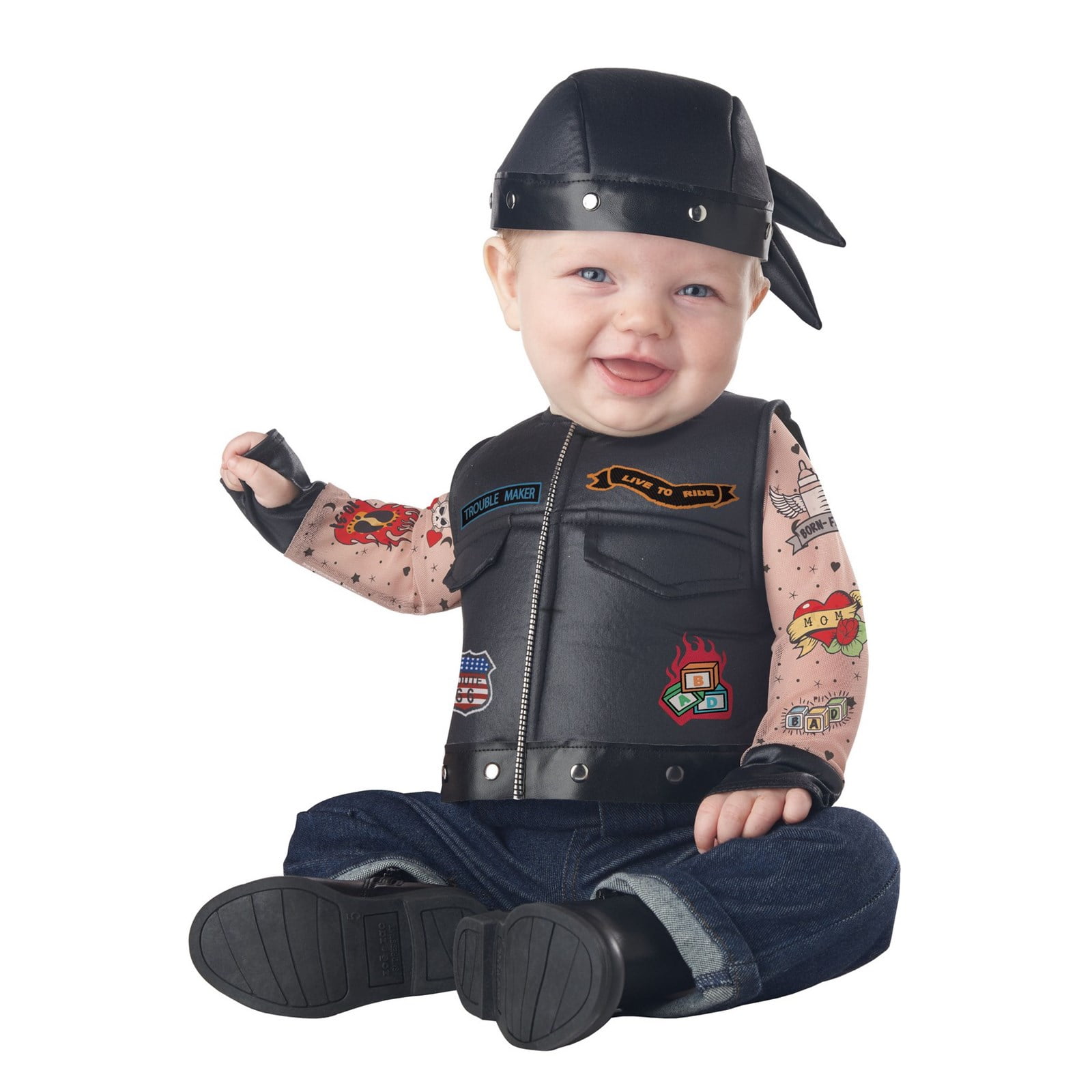 Baby Biker Boy Motorcycle Club Fancy Dress Halloween Toddler Child Costume  0-6M