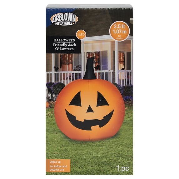 Halloween Inflatable 3.5' Smiling Happy Pumpkin Airblown Holiday Yard Decoration