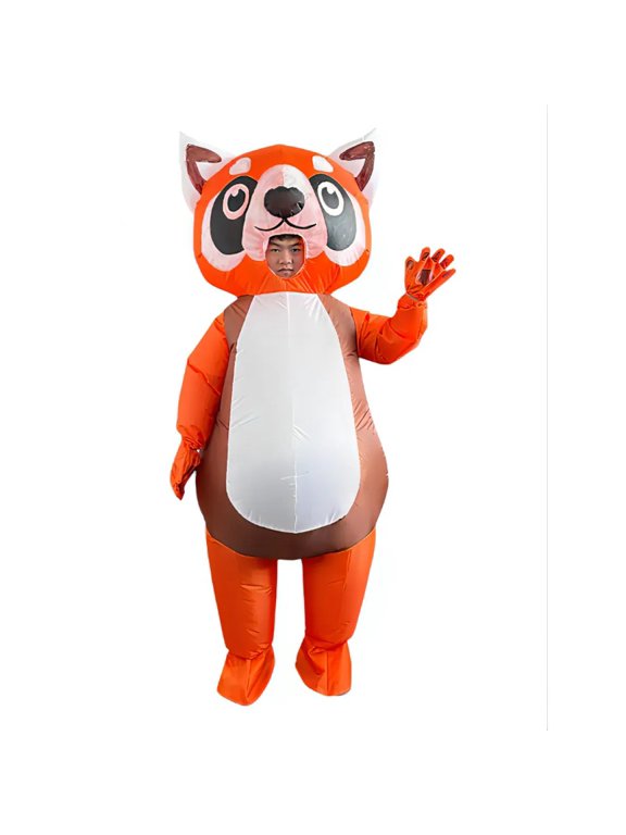 Halloween Inflatable Costume Adult Red Panda Explosion Costume Theme Party Full Body Costume Animal Cosplay Dress Up,Height 59"74.8",Orange