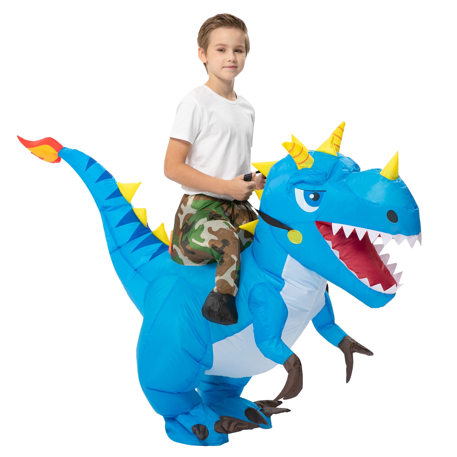 Halloween Inflatable Dinosaur Costume for Kids, Riding TRex Air Blow