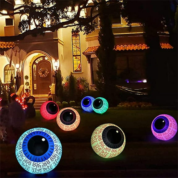 Halloween Inflatable Eyeball Lights, PVC Horror Ghost Inflatable Yard Garden Decoration with LED Glow