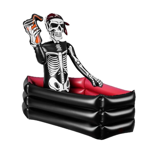 Halloween Inflatable Ice Bucket, Large PVC Pirate Skull Coffin Beverage Cooler for Drinks Candy Backyard Porch Party Decor