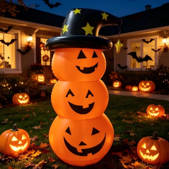 Halloween Inflatable Pumpkin 55” – Jack-O’LED Glowing Blow Up Pumpkin Toy for Front Yard-Lantern Yard Decoration for Outdoor & Indoor Use – Giant Bouncing Blow-Up for Kids, Parties, Lawn Décor