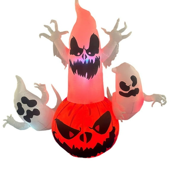 Halloween Inflatable Pumpkin Ghosts with Build-in LED Lights, 6ft Blow up Halloween Ghost Inflatable for Indoor Outdoor Party Garden Lawn Holiday Decor, Inflatable Spooky Ghost  Decoration