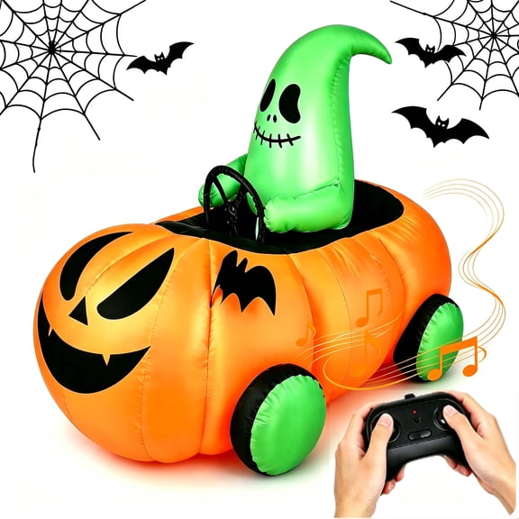 Halloween Inflatable Pumpkins Remote Control Toy for Kids,2.4GHZ RC Inflatable Pumpkin Ghost Car Toy,with Sound & 360Rotation,Rechargeable Walking Pumpkins Ghost Toys for Boys Kids Halloween Gifts