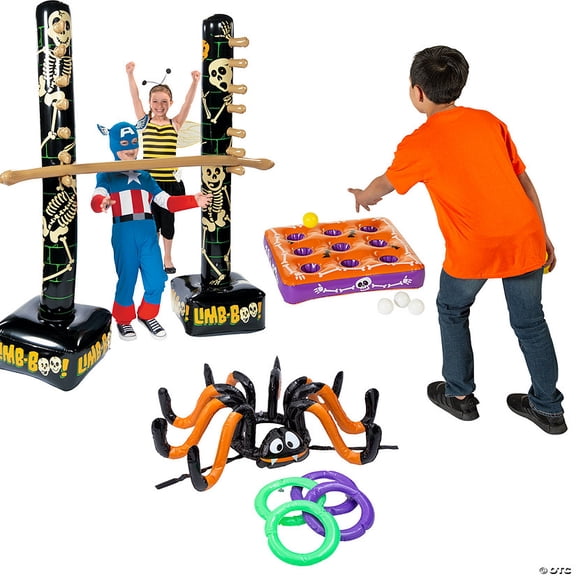 Halloween Inflatable Vinyl Games & Activities Assortment Kit - 17 Pieces