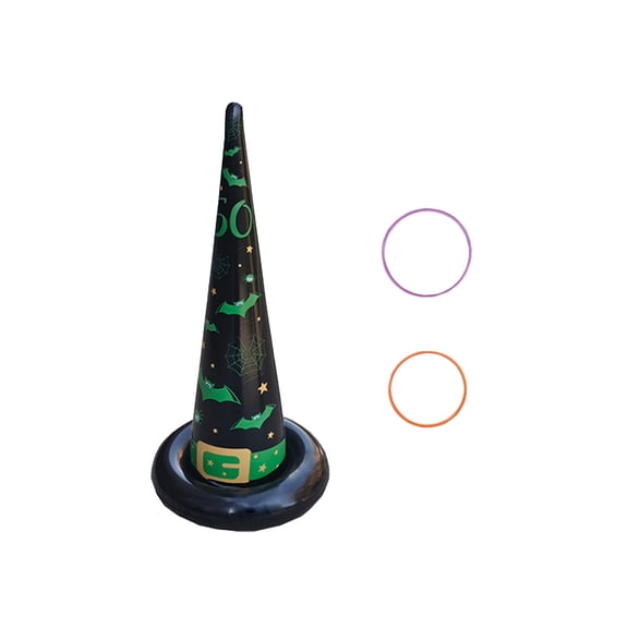 Halloween Inflatable Witch Hat Toss Game - Blue PVC Potion Jar Smashing Party Activity Decor 7.87x7.87x23.62in(Green)