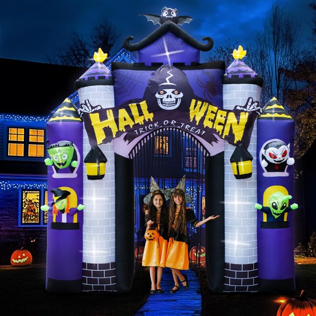 Halloween Inflatables 2024 Castle 11.5FT with Door LED Lights Haunted