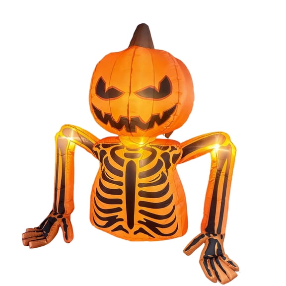 Halloween Inflatables Decorations Outdoor, 5.9ft Pumpkin Skeleton Skull Giant Inflatables Built-in LED Halloween Blow up Yard Decoration Spooky with Lights for Garden Patio Lawn Party Decor
