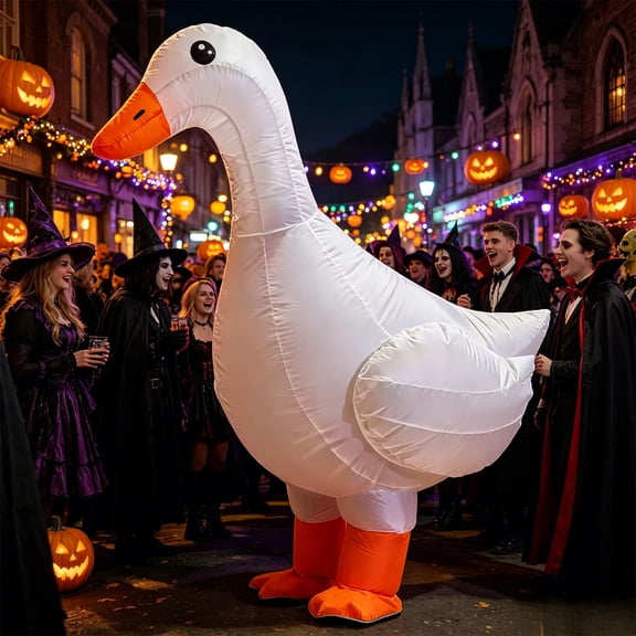 Halloween Inflatables Goose Costume for Adults Christmas Spring, Farm Ranch Blow up Animals Suit, Halloween Party Outfit for Men and Women