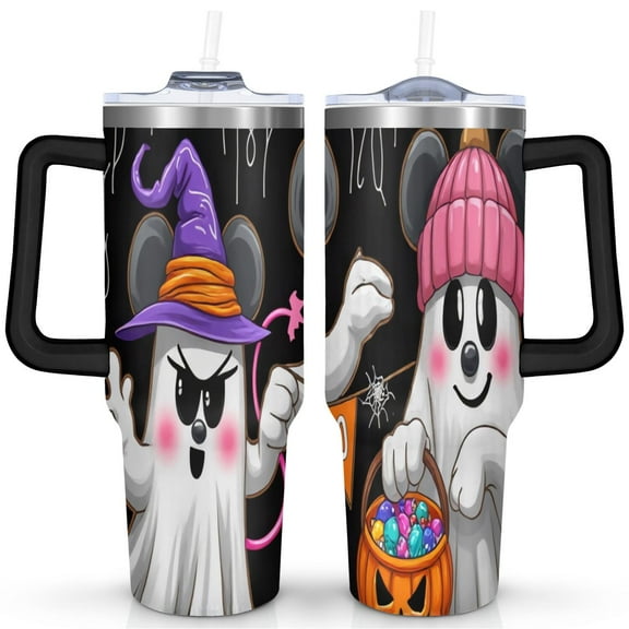 Halloween Insulated Tumblers Happy Halloween Pumpkin Travel Coffee Mugs with Straw,Thermal with Lids for Hot and Cold Drinks for Daughter Son 40 oz Boo Cup