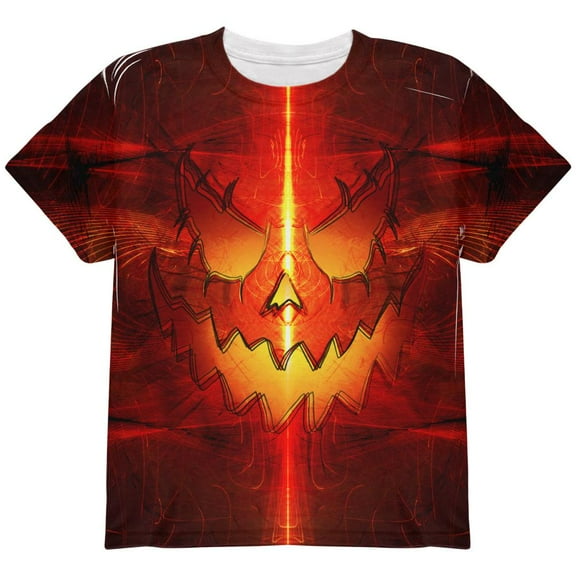 Halloween Intergalactic Pumpkin of Doom All Over Youth T Shirt Multi YSM