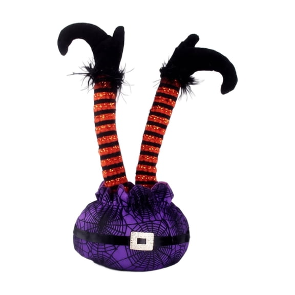 Halloween Inverted Leg Decoration - Red Black Striped Resin Tabletop Prop for Spooky Party Scene