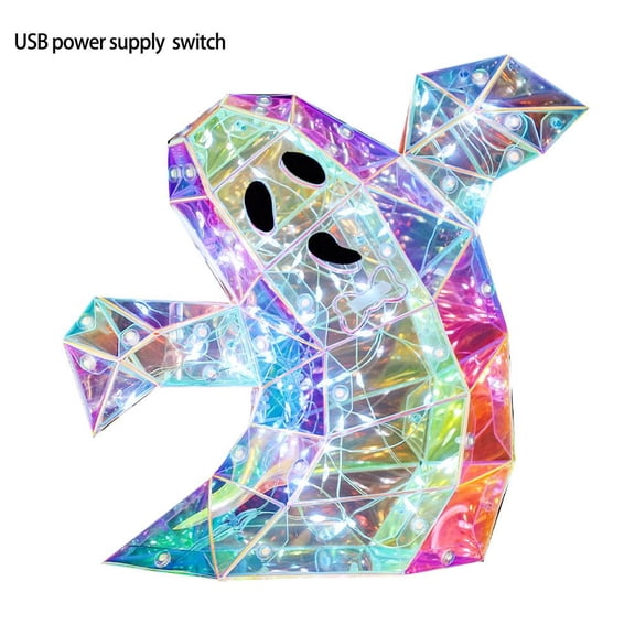 Halloween Iridescent Glowing Ghost Lamp LED Night Light Holographic Ghost Decor Light for Party Home Decoration
