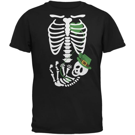 Halloween Irish Baby Skeleton Black Adult T-Shirt - Large