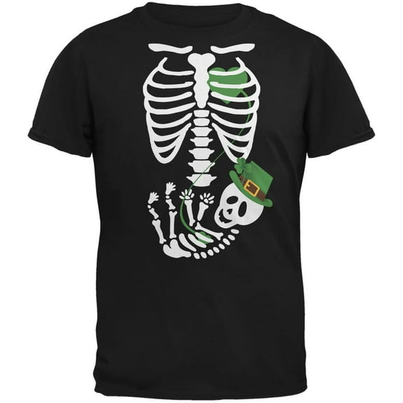 Halloween Irish Baby Skeleton Black Adult T-Shirt - Medium