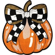 Halloween Iron on Patches Pumpkin Embroidered Applique Checkerboard Bow Big Sew On DIY Accessories Repair Patch for Clothes Jackets Bags Home Decoration