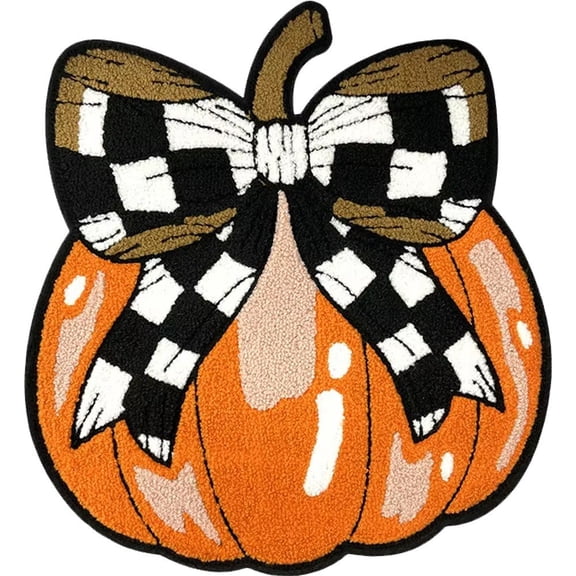 Halloween Iron on Patches Pumpkin Embroidered Applique Checkerboard Bow Big Sew On DIY Accessories Repair Patch for Clothes Jackets Bags Home Decoration