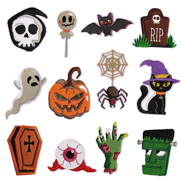 Halloween Iron-on Patch for Clothes Stickers Pumpkin Devil Embroidery Backpack Horror Punk Patches