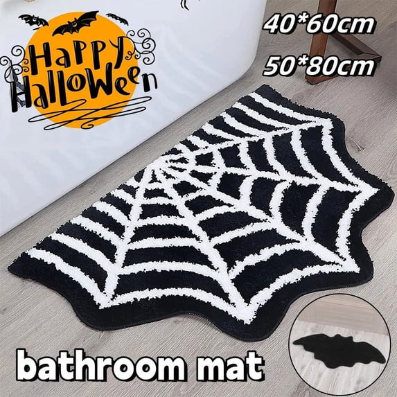 Halloween Irregular Bat Bath Mat Living Room Rugs Spider Web Carpet Door Mats Non-slip Bathroom Bedroom Kitchen Mats Decoration