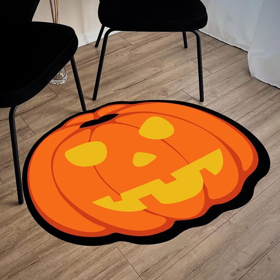 Halloween Irregular Shaped Rug Non Washable Floor Mat Stain Soft Area Rug Clean Indoor Decorative Carpet For Bedroom Living Room Sofa Side Halloween Home,orange color