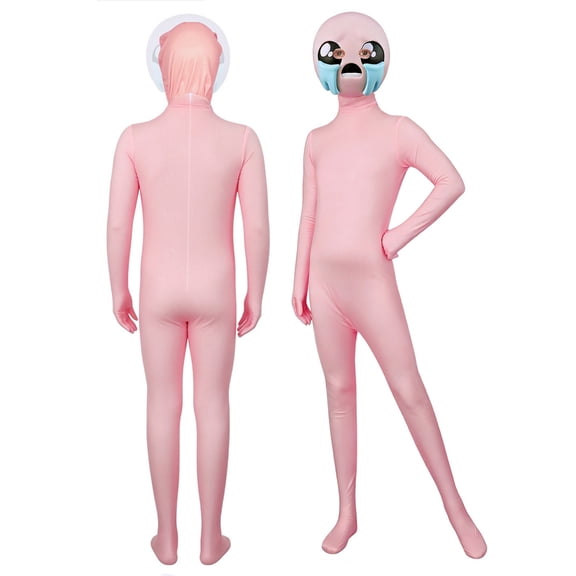 Halloween Isaac Cosplay Costume for Adults,Funny Crying Face Zentai Full Body Morphsuit Jumpsuit for Halloween Spooky Carnival Role Play Party Outfit,Size 160