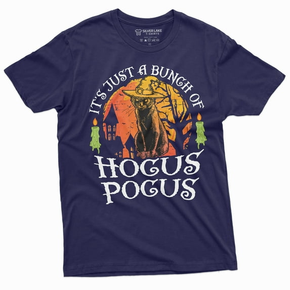 Halloween It'S Just A Bunch Of Hocus Pocus T-Shirt Funny T-Shirt (4X-Large Navy Blue)