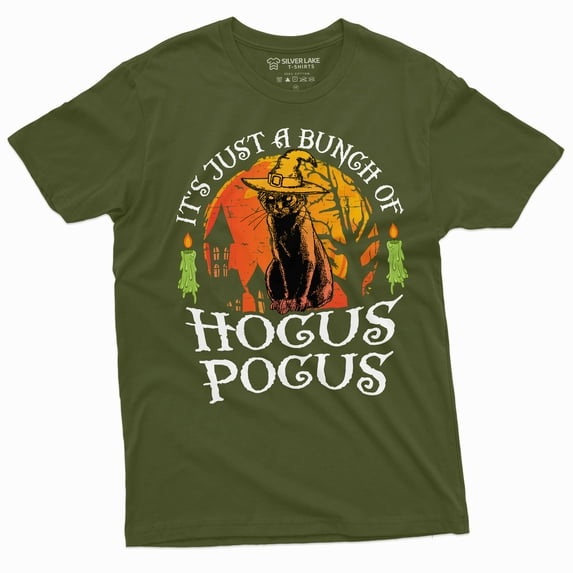 Halloween It'S Just A Bunch Of Hocus Pocus T-Shirt Funny T-Shirt (Small Military Green)