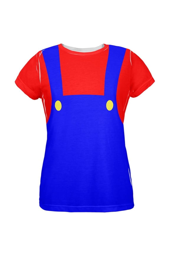 Halloween Italian Red Plumber Costume All Over Womens T Shirt Multi LG