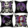 thumbnail image 1 of Halloween Jack Decorative Throw Pillow Covers 18 x 18 Set of 4, Purple Black Sally Monster Boo Cushion Case Decor, Funny Holiday Polka Dot Home Decoration for Sofa Couch, 1 of 7
