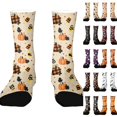 thumbnail image 1 of Halloween Lantern Pumpkin Print Socks, All Over Pumpkin Print Mid Calf Socks, Classic Novelty Socks for Halloween Celebration and Daily Outfit Beige, 1 of 7