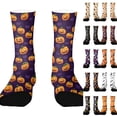 thumbnail image 1 of Halloween Lantern Pumpkin Print Socks, All Over Pumpkin Print Mid Calf Socks, Classic Novelty Socks for Halloween Celebration and Daily Outfit Purple, 1 of 7