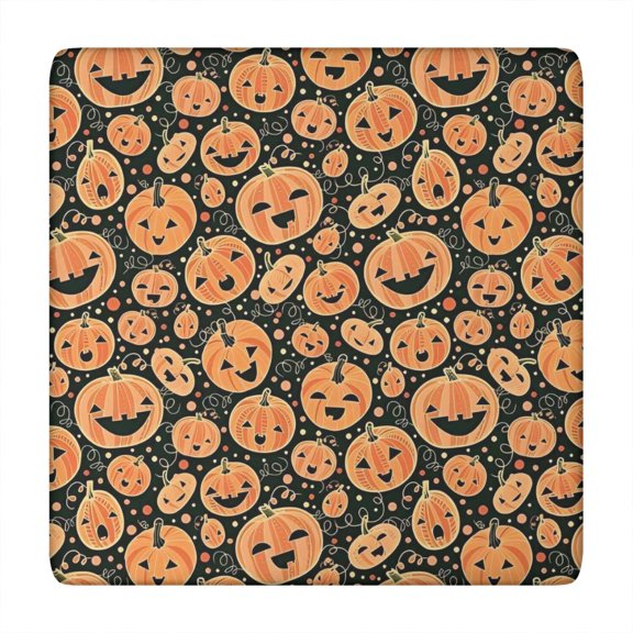 Halloween Jack Lanterns Galore Pattern Square Fitted Tablecloth with Elastic Edge,Square Table Cover,Washable Elastic Table Cover for Home Kitchen Party Decor 34"x34"