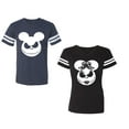 thumbnail image 1 of Halloween Jack Mouse EarsUnisex Couple Matching Cotton Jersey style T-Shirt Contrasting stripes on sleeves (Men Navy / Women Black) (Men M / Women L), 1 of 3
