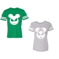 thumbnail image 1 of Halloween Jack Mouse EarsUnisex Couple Matching Cotton Jersey style T-Shirt Contrasting stripes on sleeves (Men Green / Women Heather) (Men XL / Women XXL), 1 of 3