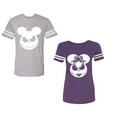 thumbnail image 1 of Halloween Jack Mouse EarsUnisex Couple Matching Cotton Jersey style T-Shirt Contrasting stripes on sleeves (Men Heather / Women Purple) (Men M / Women M), 1 of 3