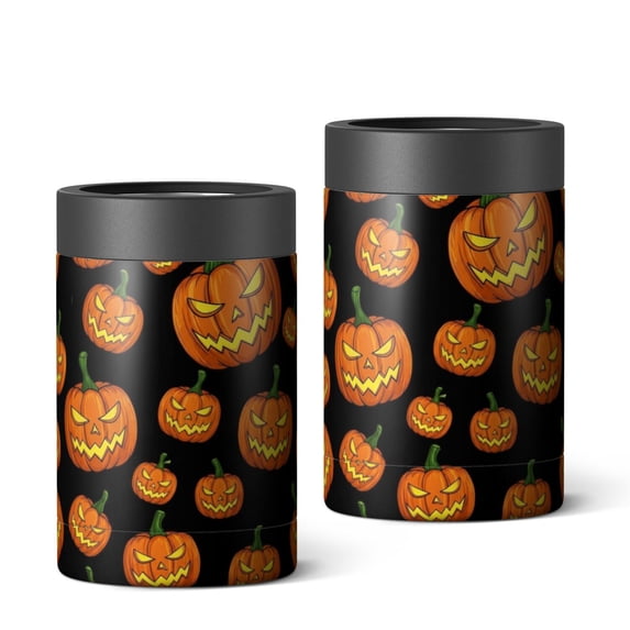 Halloween Jack O Lantern Black Pattern Can Cooler 1 Pack, Vacuum ...