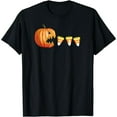 thumbnail image 1 of Halloween Jack O Lantern Eating Candy Corn Graphic Tee, T-Shirt for Men,Casual Comfort Fit Top，Funny，cotton，black，S-5XL, 1 of 5