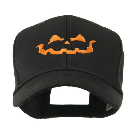 Halloween Jack O Lantern Face Embroidered Cap - Black OSFM
